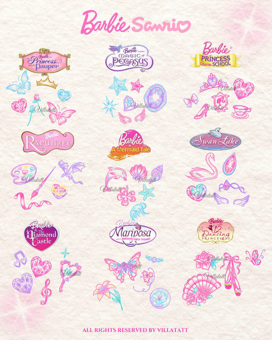 Barbie princess cute mini elements