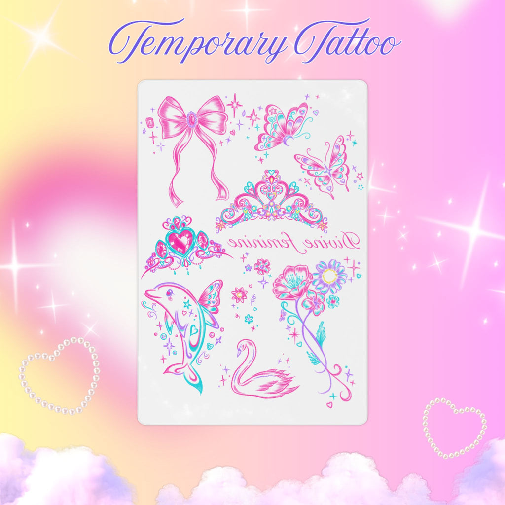 Tiara Swan & Butterflies Temporary Tattoo
